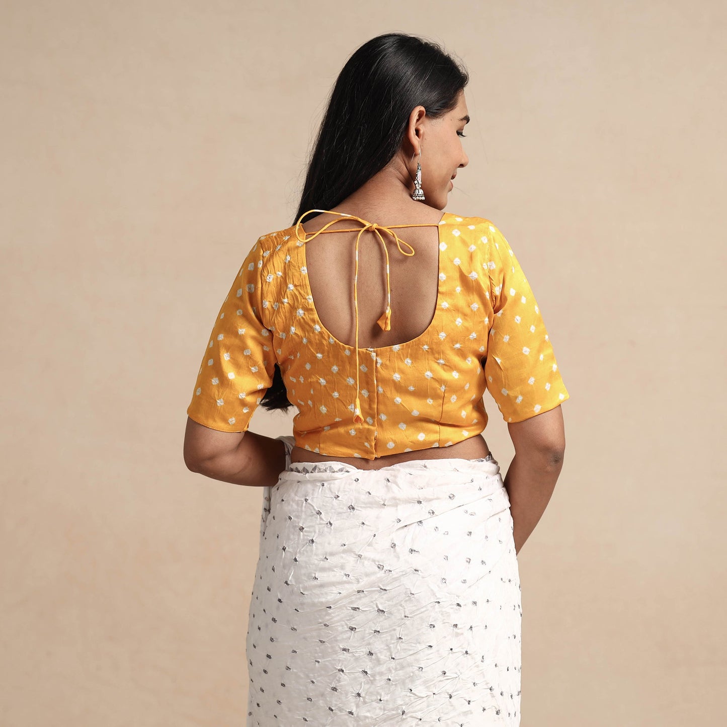 Buy Modal Silk Bandhani Tie Dye Stitched Blouse Online at iTokri.com