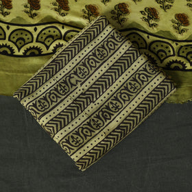 Modal silk hand block bagru print 3pc unstitched dress