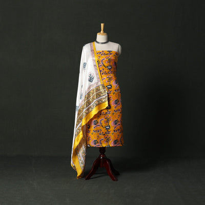 Modal silk hand block sanganeri print 2pc unstitched dress
