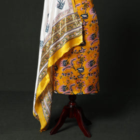 Modal silk hand block sanganeri print 2pc unstitched dress