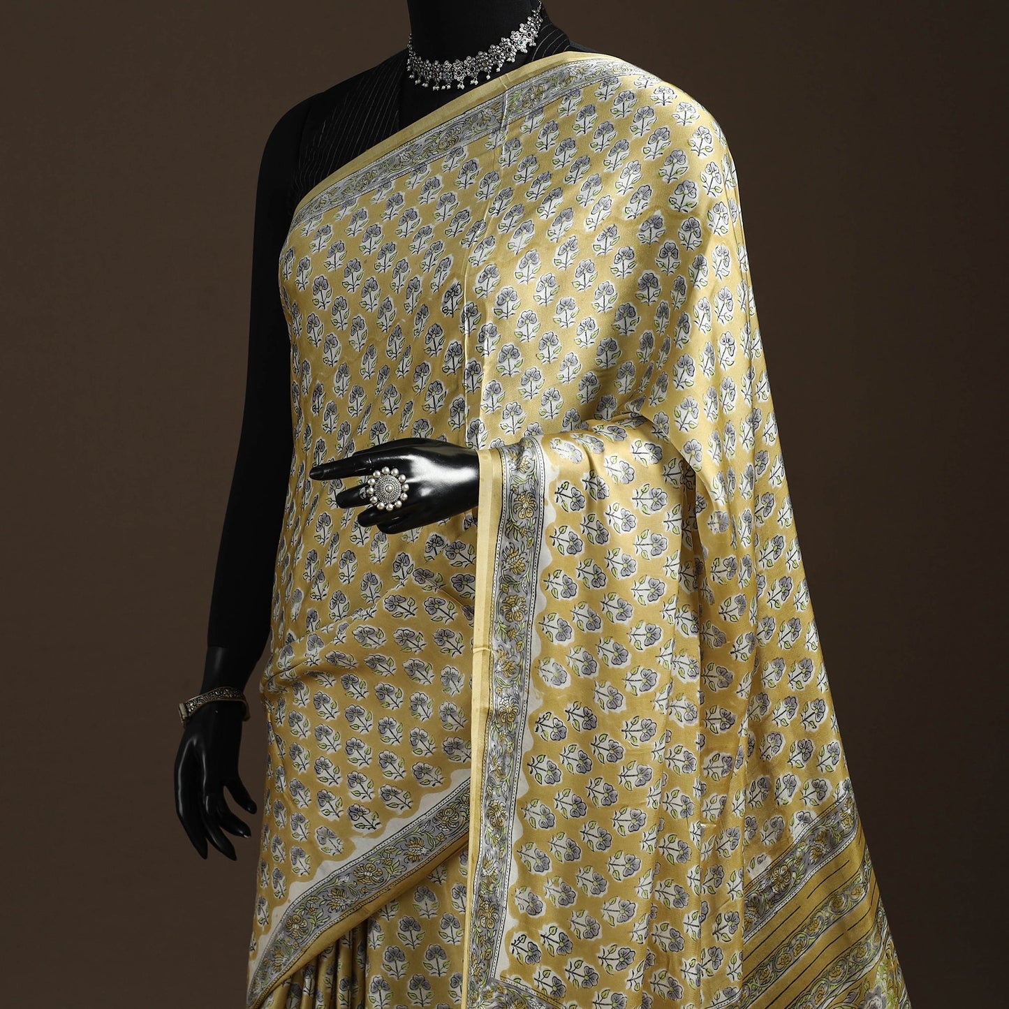 Modal silk hand sanganeri saree 06 - handcrafted