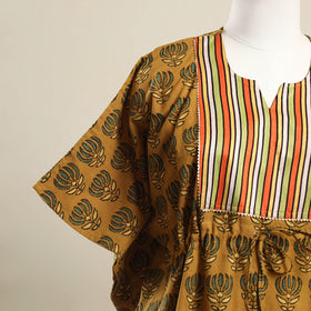 Buy Yellow Ajrakh Mosaic Fusion Cotton Kaftan