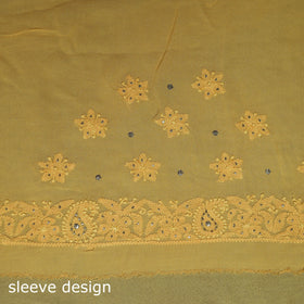 Yellow - mukaish hand embroidered georgette heavy