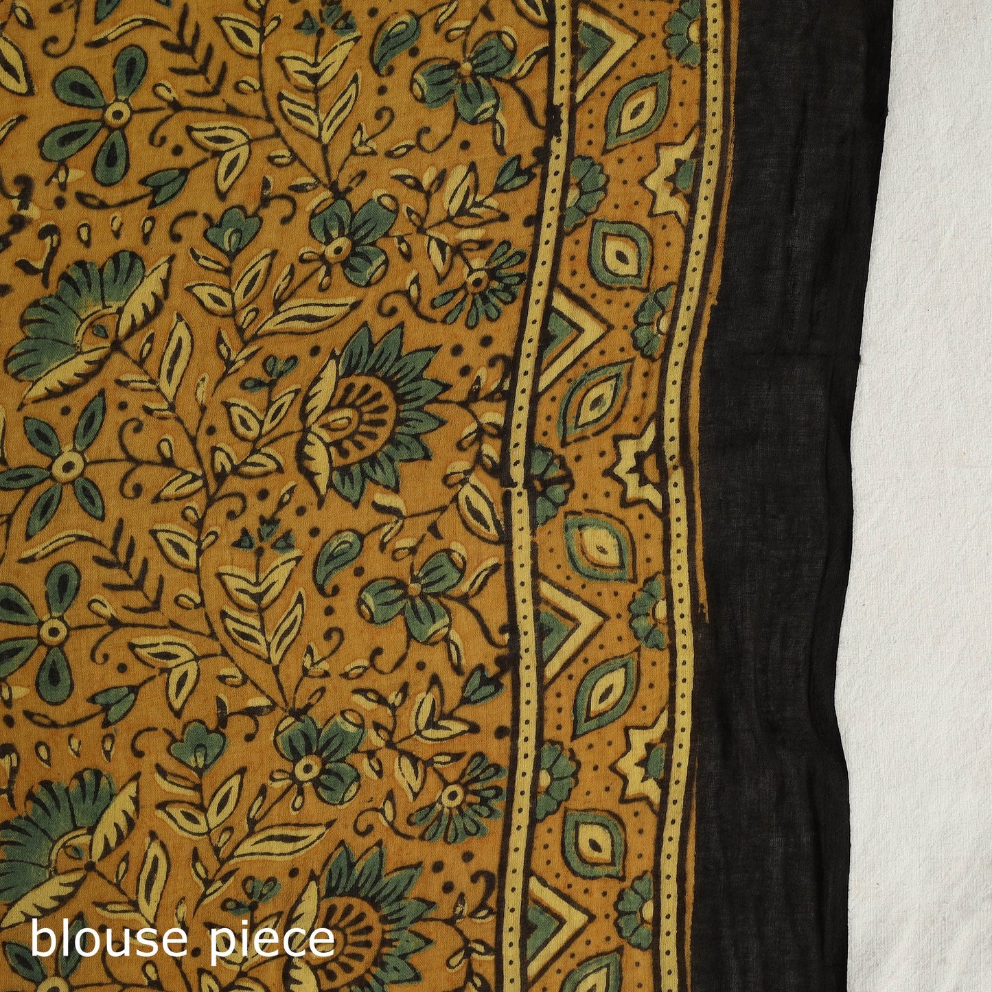 Buy Yellow Mul Cotton Block Print Ajrakh Saree