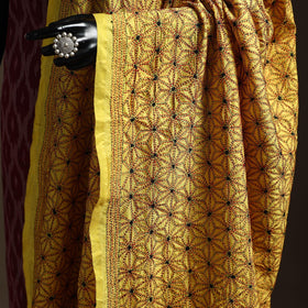 Yellow - mulberry silk bengal hand kantha work dupatta 39