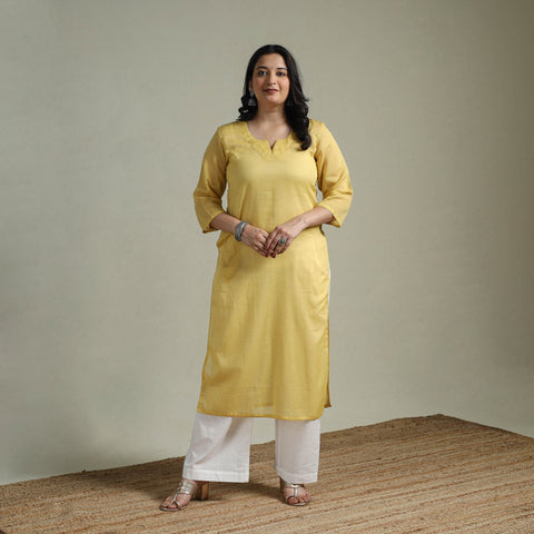 Mulmalai cotton plain dyed straight kurta 04 - handcrafted