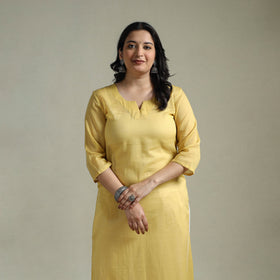 Mulmalai cotton plain dyed straight kurta 04 - handcrafted