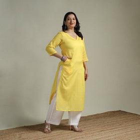 Mulmalai cotton plain dyed straight kurta 07 - handcrafted