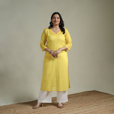 Mulmalai cotton plain dyed straight kurta 07 - handcrafted