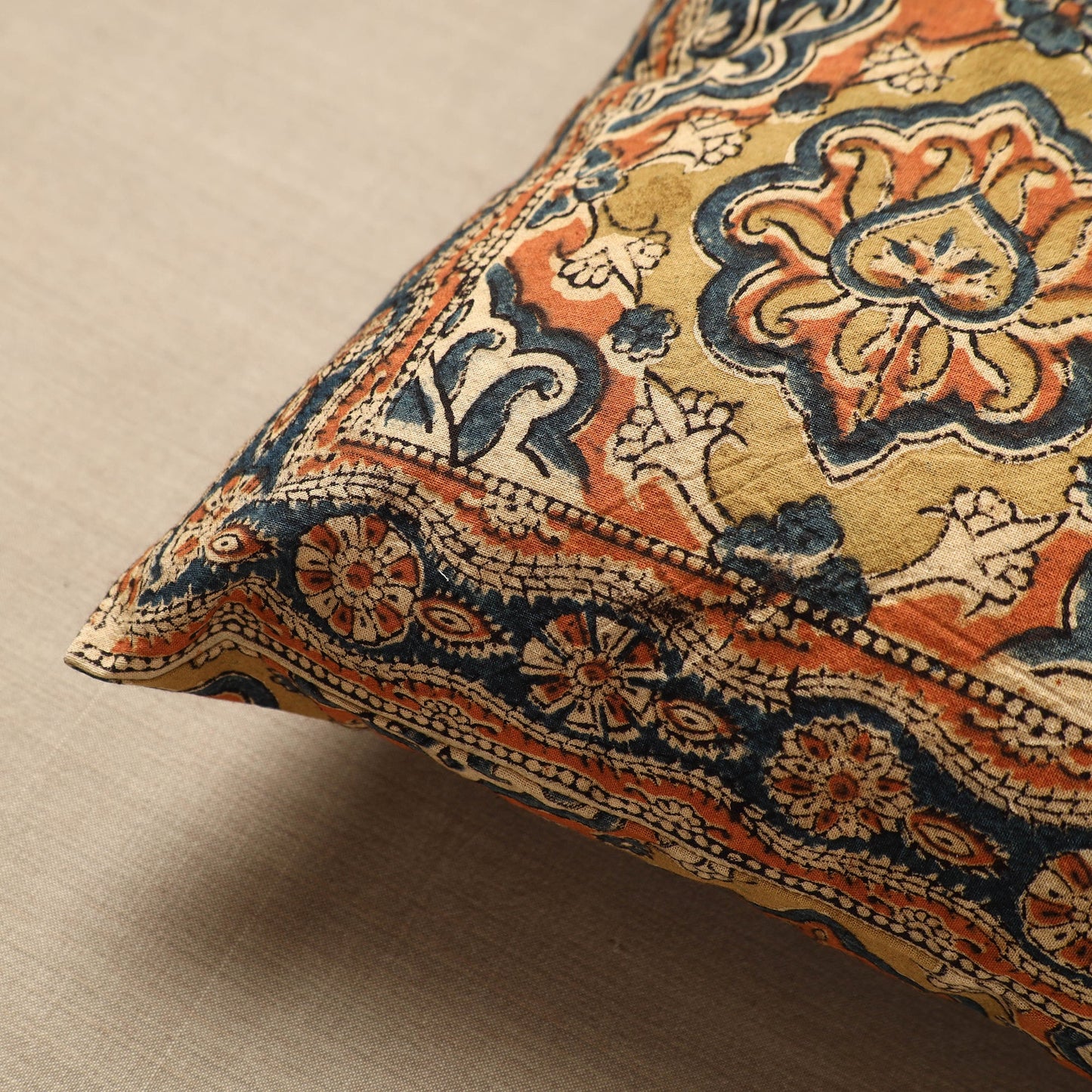 Multicolor Original Pedana Block Print Cotton Kalamkari Cushion Cover