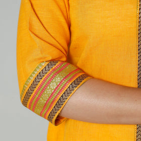 Yellow - mustard dharwad cotton long kurti - handcrafted