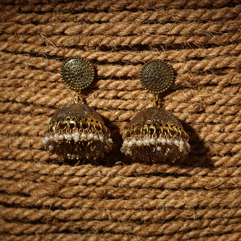  Naimat Golden Handcrafted GS Beaded Jhumki Earrings 