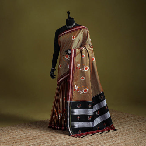 Nath work silk cotton khun saree 09 - handcrafted
