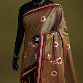 Nath work silk cotton khun saree 09 - handcrafted