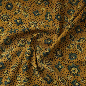 Yellow Natural Dyed 3 Kaam Block Print Cotton Ajrakh Fabric