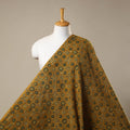 Yellow Natural Dyed 3 Kaam Block Print Cotton Ajrakh Fabric