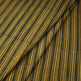 Yellow Natural Dyed 3 Kaam Block Print Cotton Ajrakh Fabric