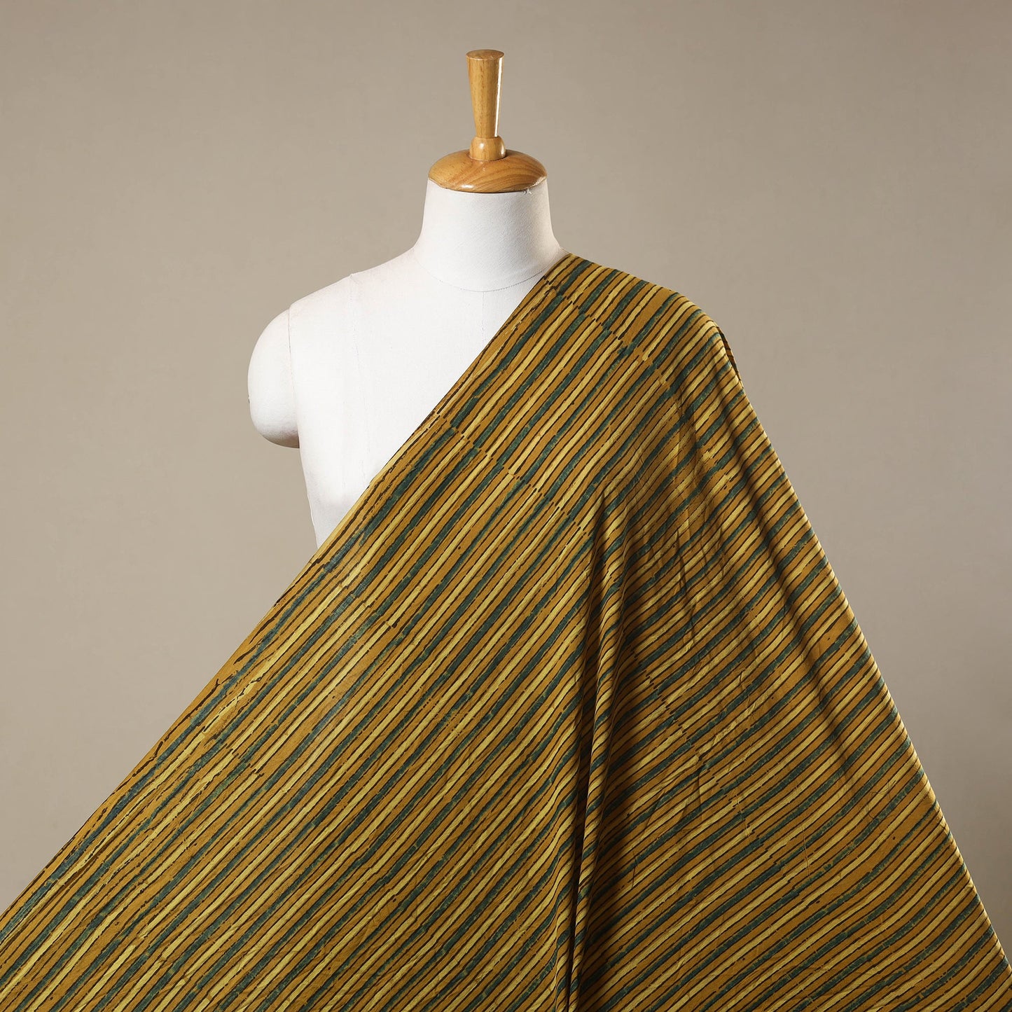 Yellow Natural Dyed 3 Kaam Block Print Cotton Ajrakh Fabric