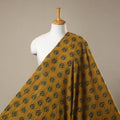 Yellow Natural Dyed 3 Kaam Block Print Cotton Ajrakh Fabric