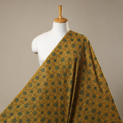 Yellow Natural Dyed 3 Kaam Block Print Cotton Ajrakh Fabric