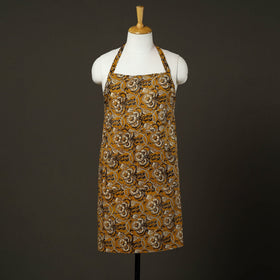 Yellow - bagru cotton apron with pocket 14 - handcrafted