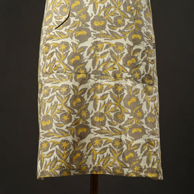 Yellow - bagru cotton apron with pocket 19 - handcrafted