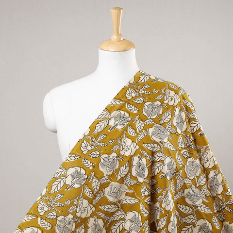 Yellow - natural dyed bagru cotton fabric 03 - handcrafted