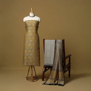 Natural dyed bagru chanderi silk 3pc unstitched dress