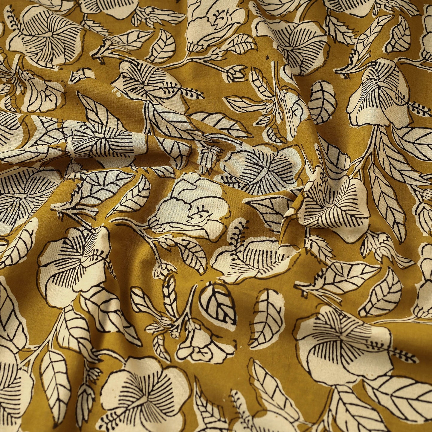 Yellow - natural dyed bagru cotton fabric 03 - handcrafted