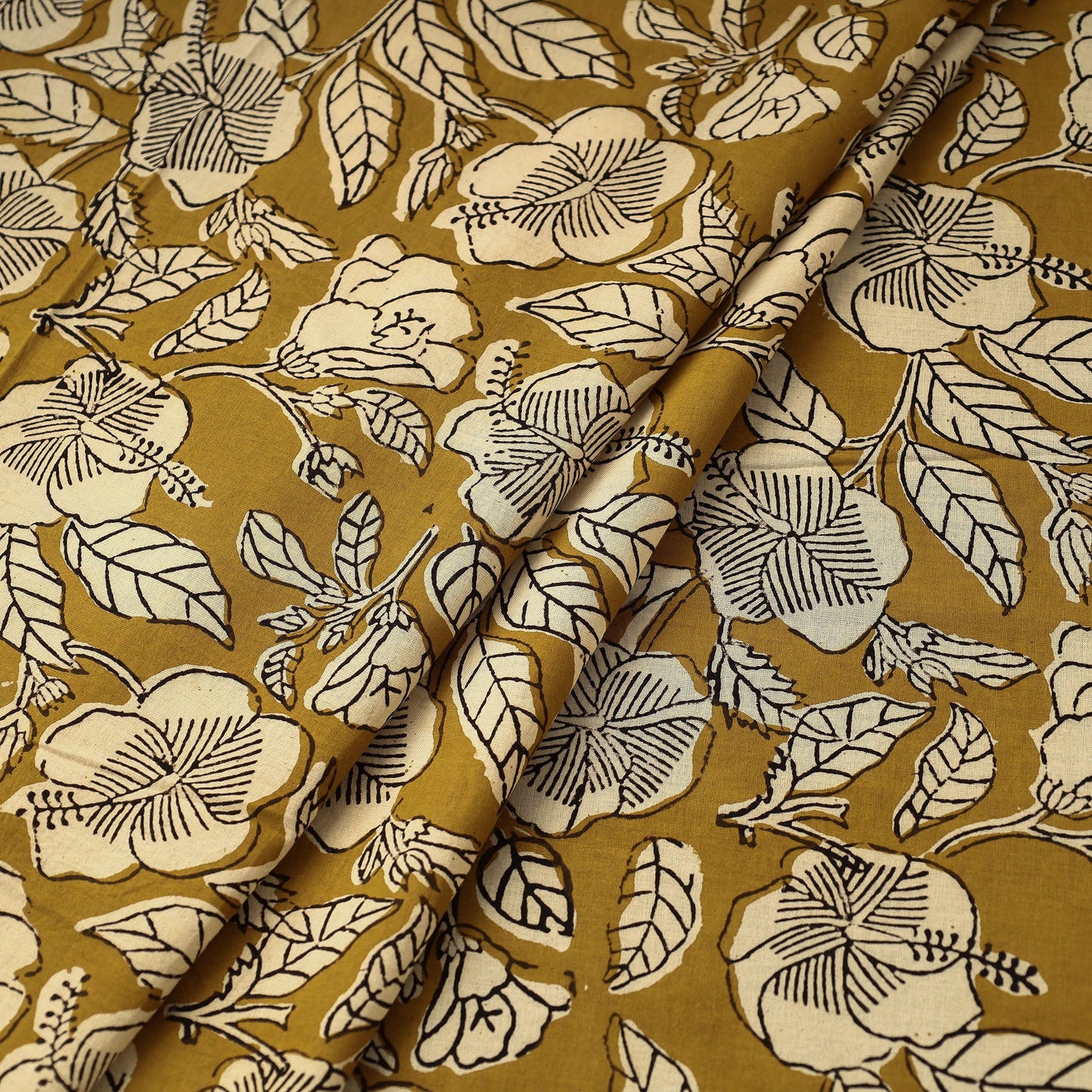 Yellow - natural dyed bagru cotton fabric 03 - handcrafted