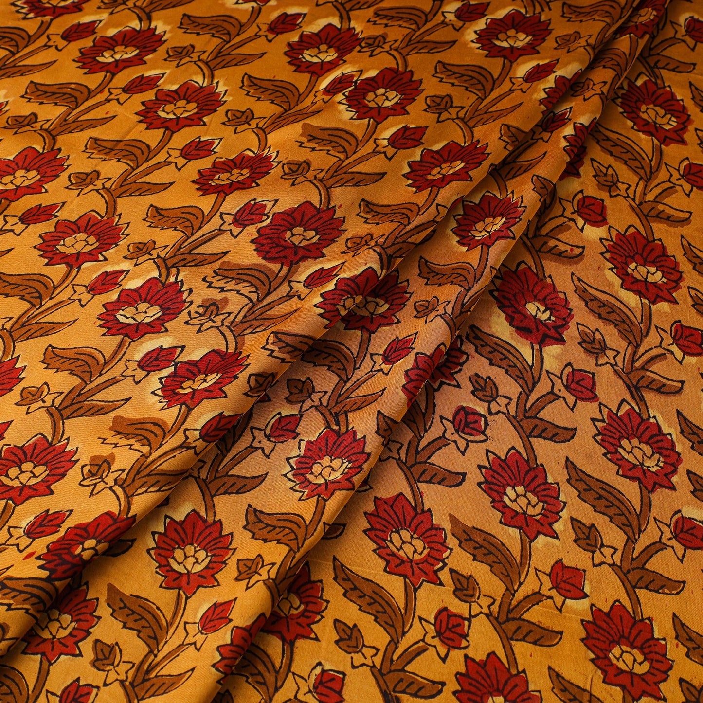 Yellow - natural dyed bagru modal silk fabric 05