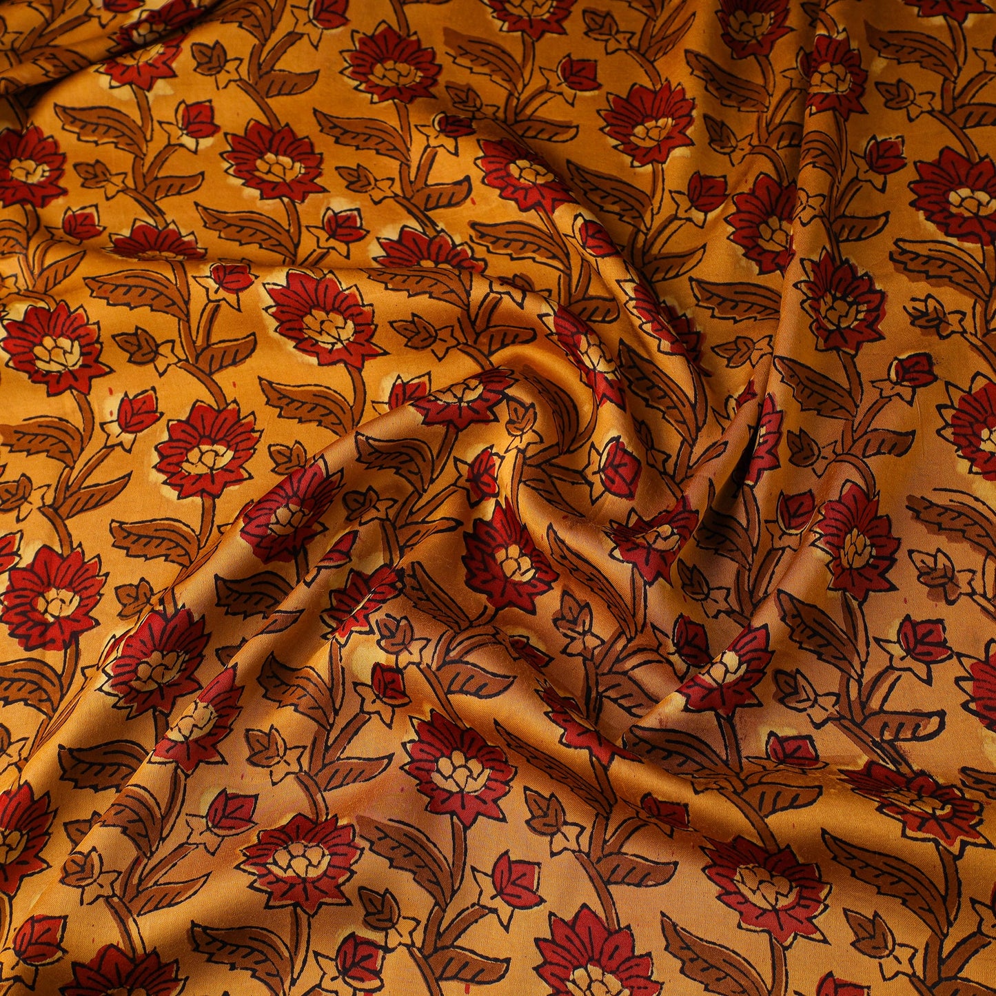 Yellow - natural dyed bagru modal silk fabric 05