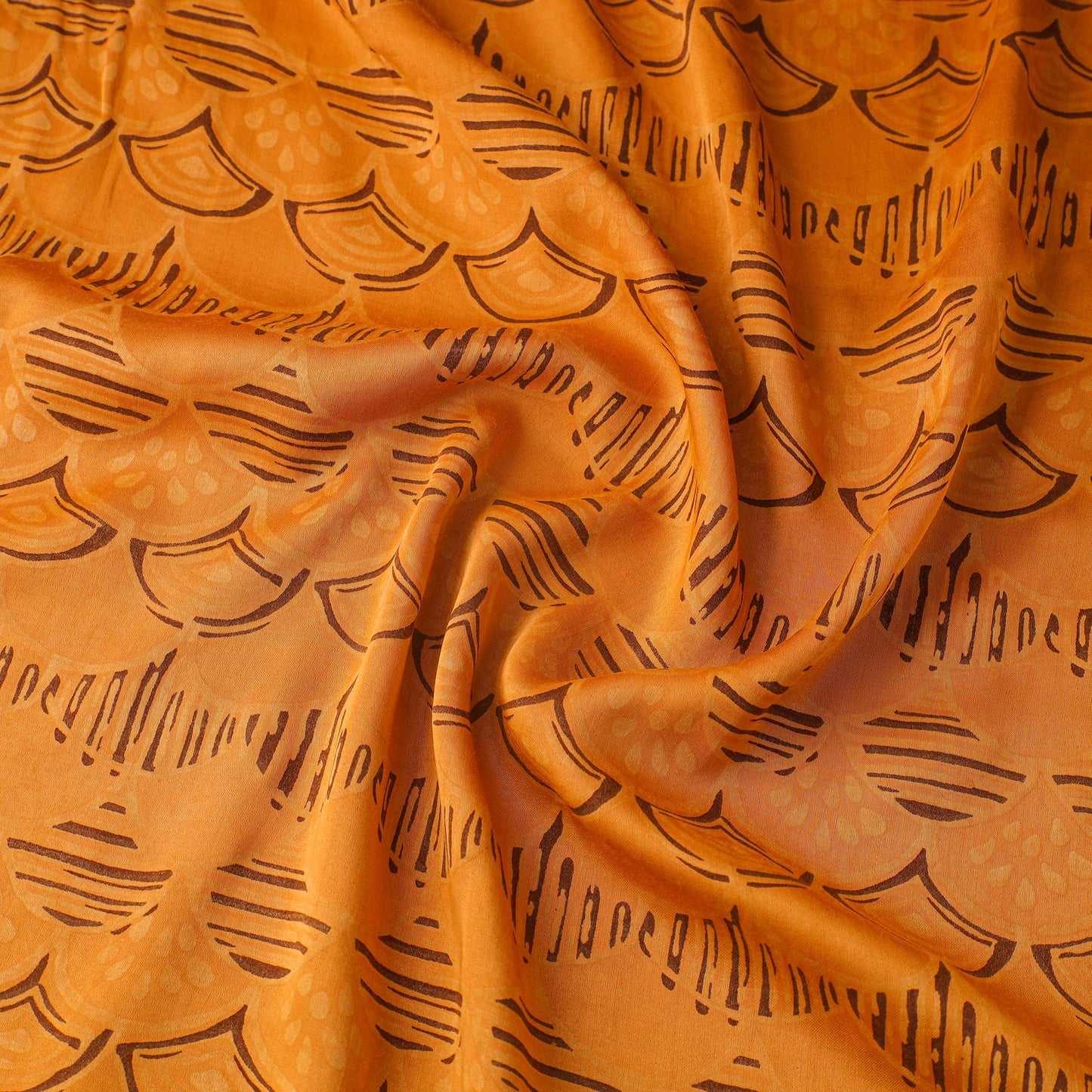 Yellow - natural dyed bagru modal silk fabric 12