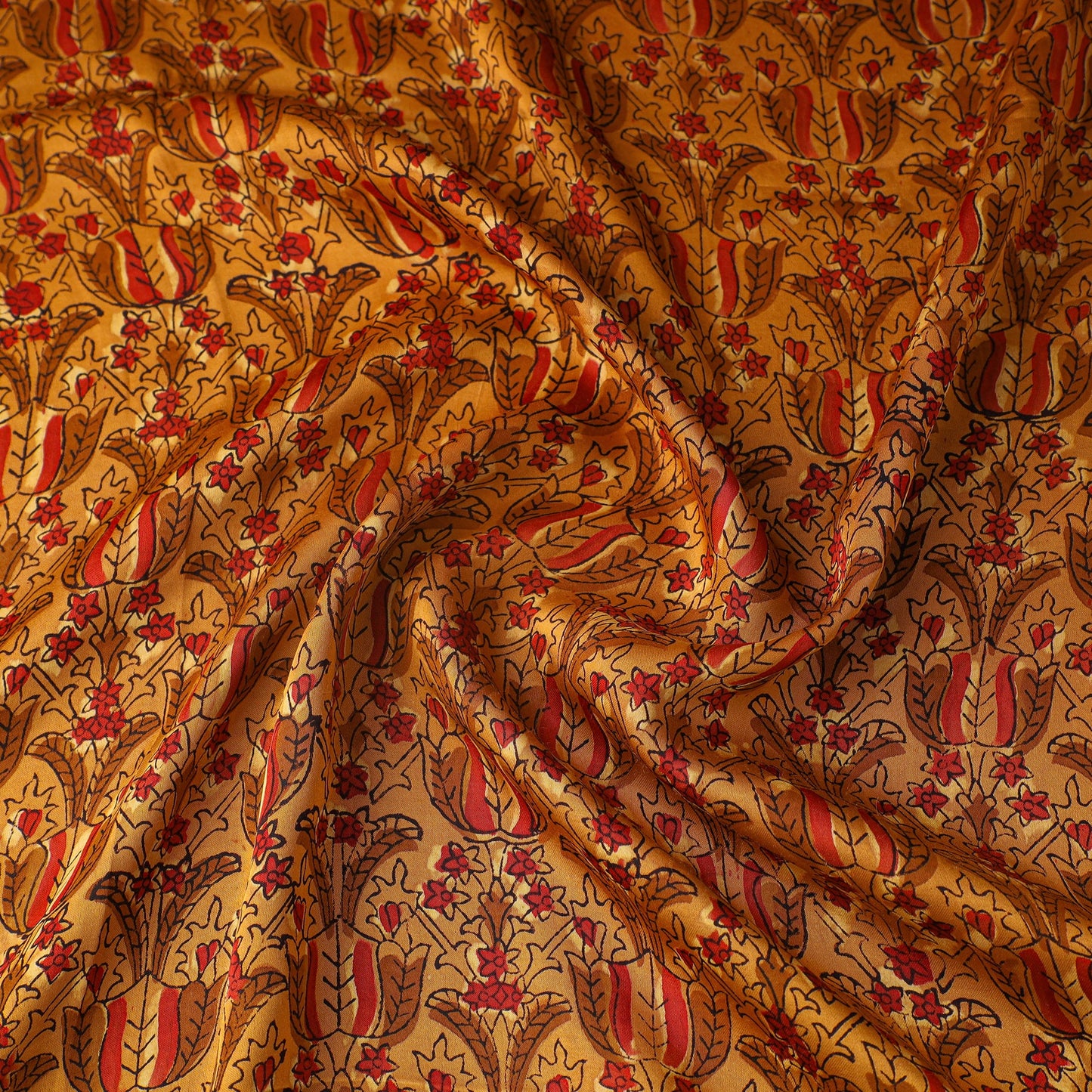 Yellow - natural dyed bagru modal silk fabric 19