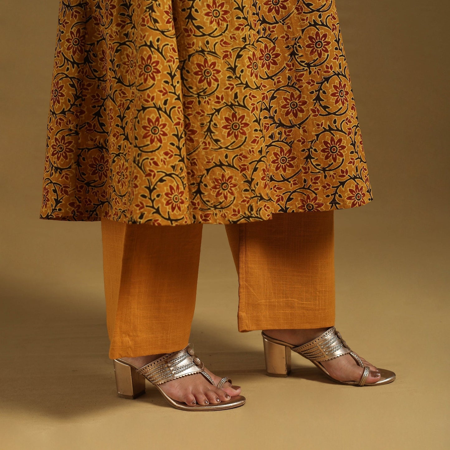 Yellow - natural dyed cotton kurta set (set of 3) 03