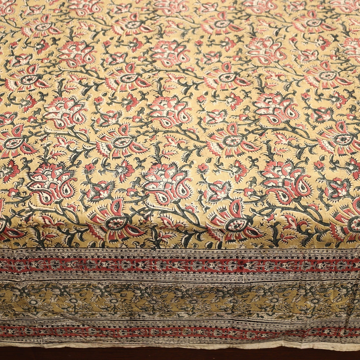 Block Print Cotton Double Pedana Kalamkari Bed Sheet