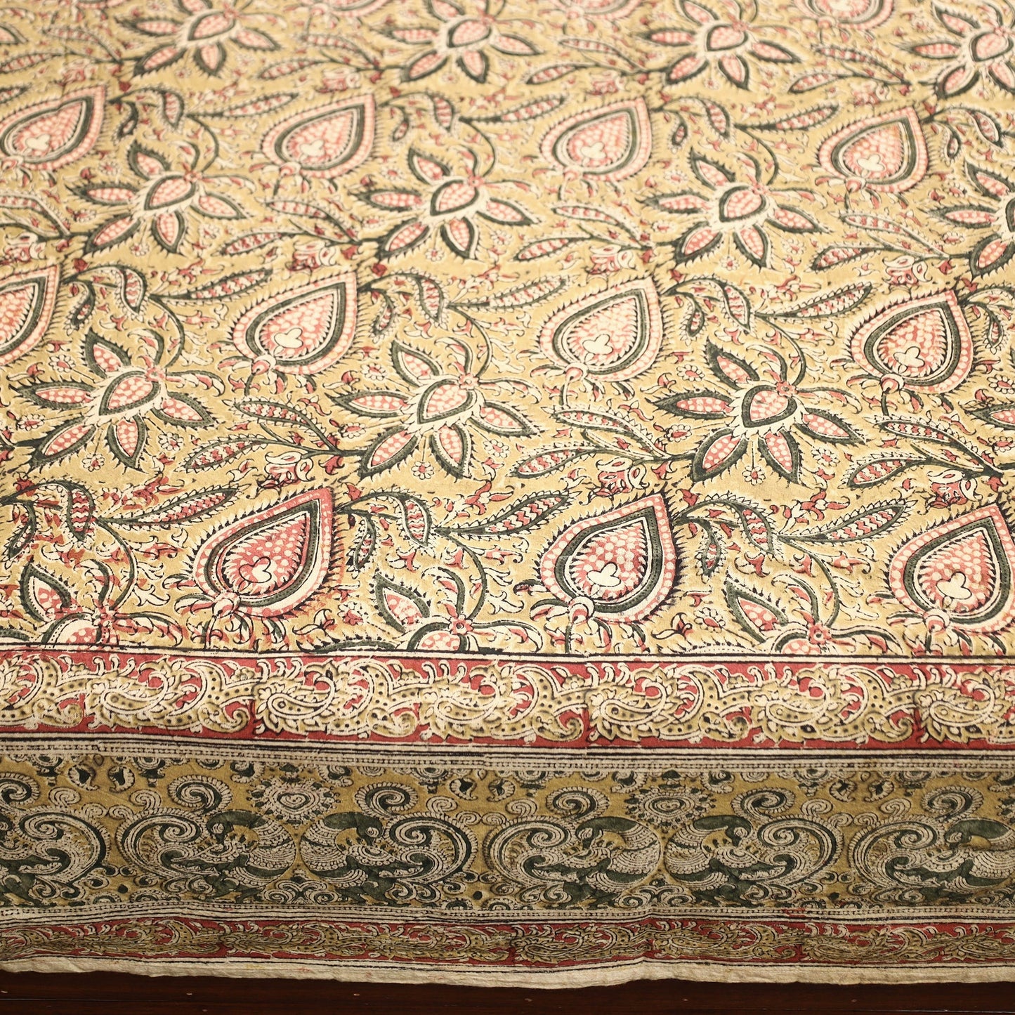 Block Print Cotton Double Pedana Kalamkari Bed Sheet