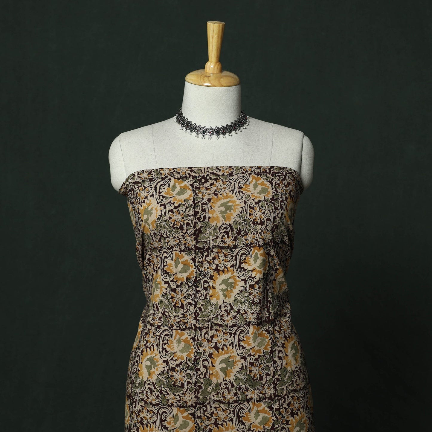Natural dyed block print cotton pedana kalamkari 2pc