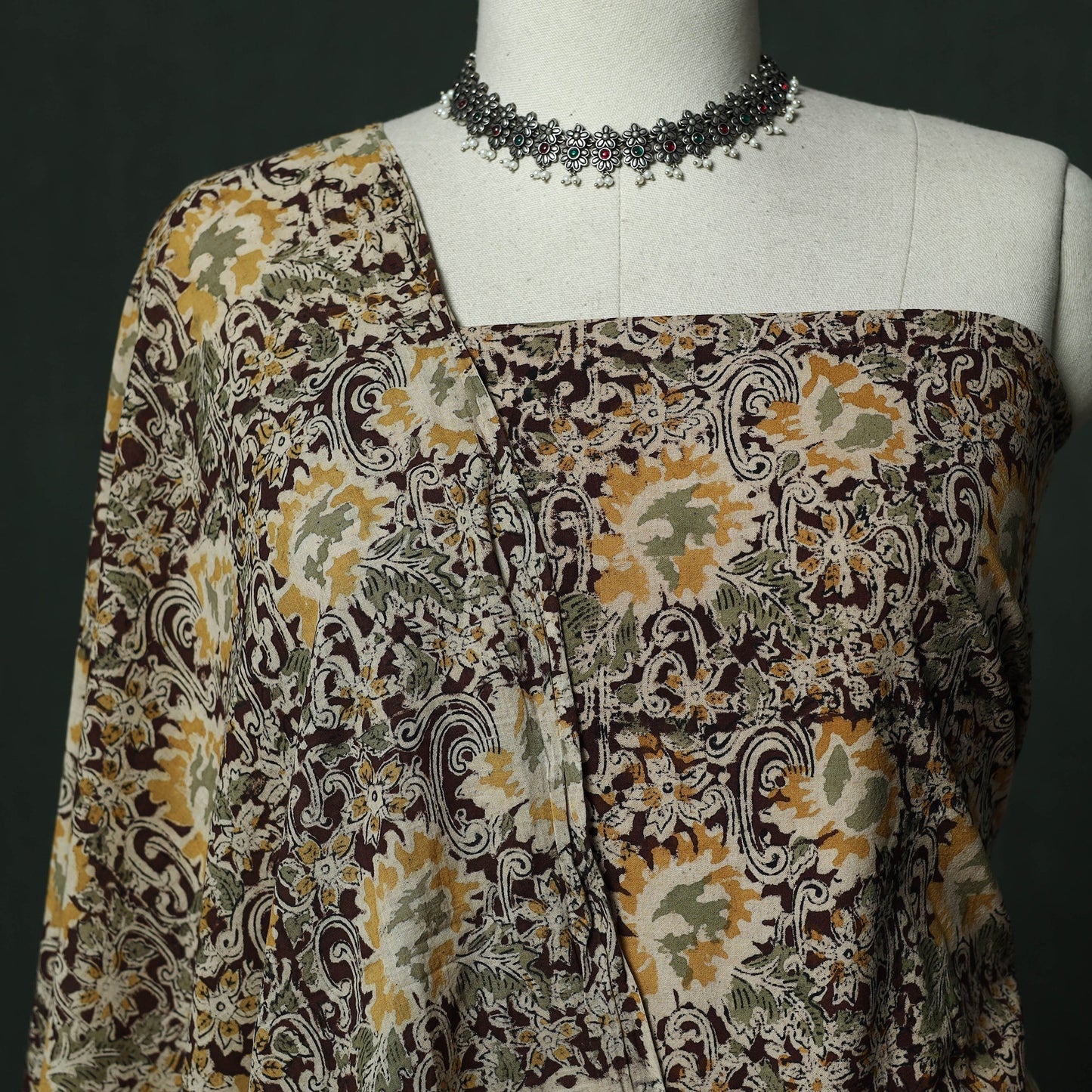 Natural dyed block print cotton pedana kalamkari 2pc