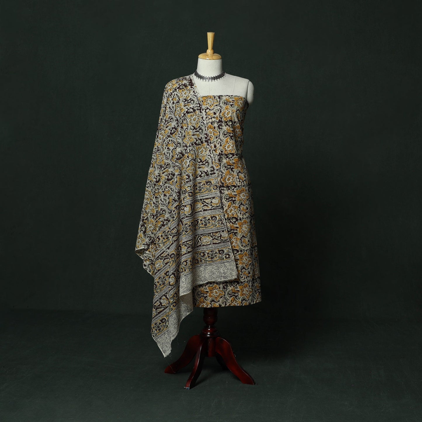 Natural dyed block print cotton pedana kalamkari 2pc