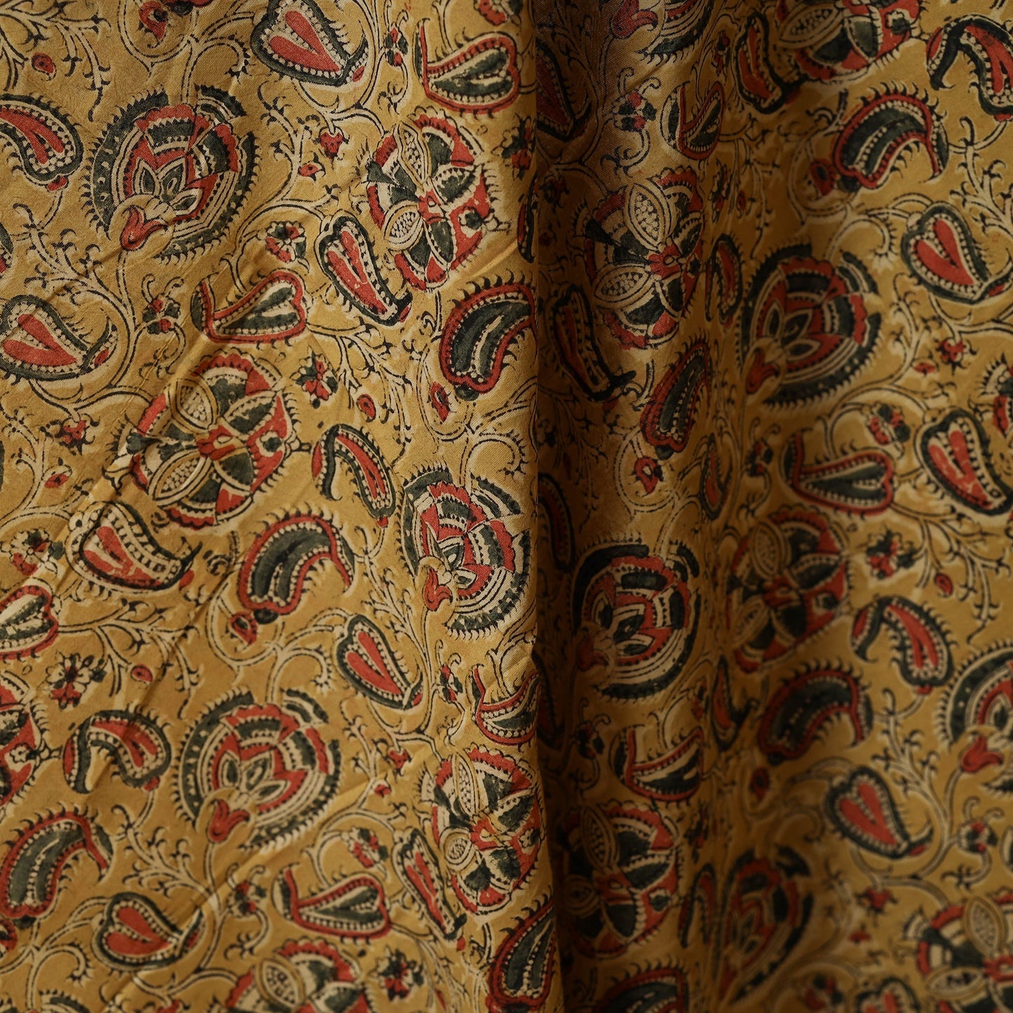 Yellow - natural dyed cotton pedana kalamkari fabric 17