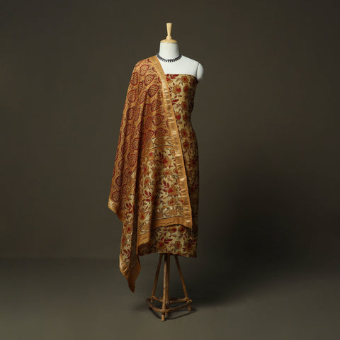 Natural dyed block print maheshwari silk jahota 3pc