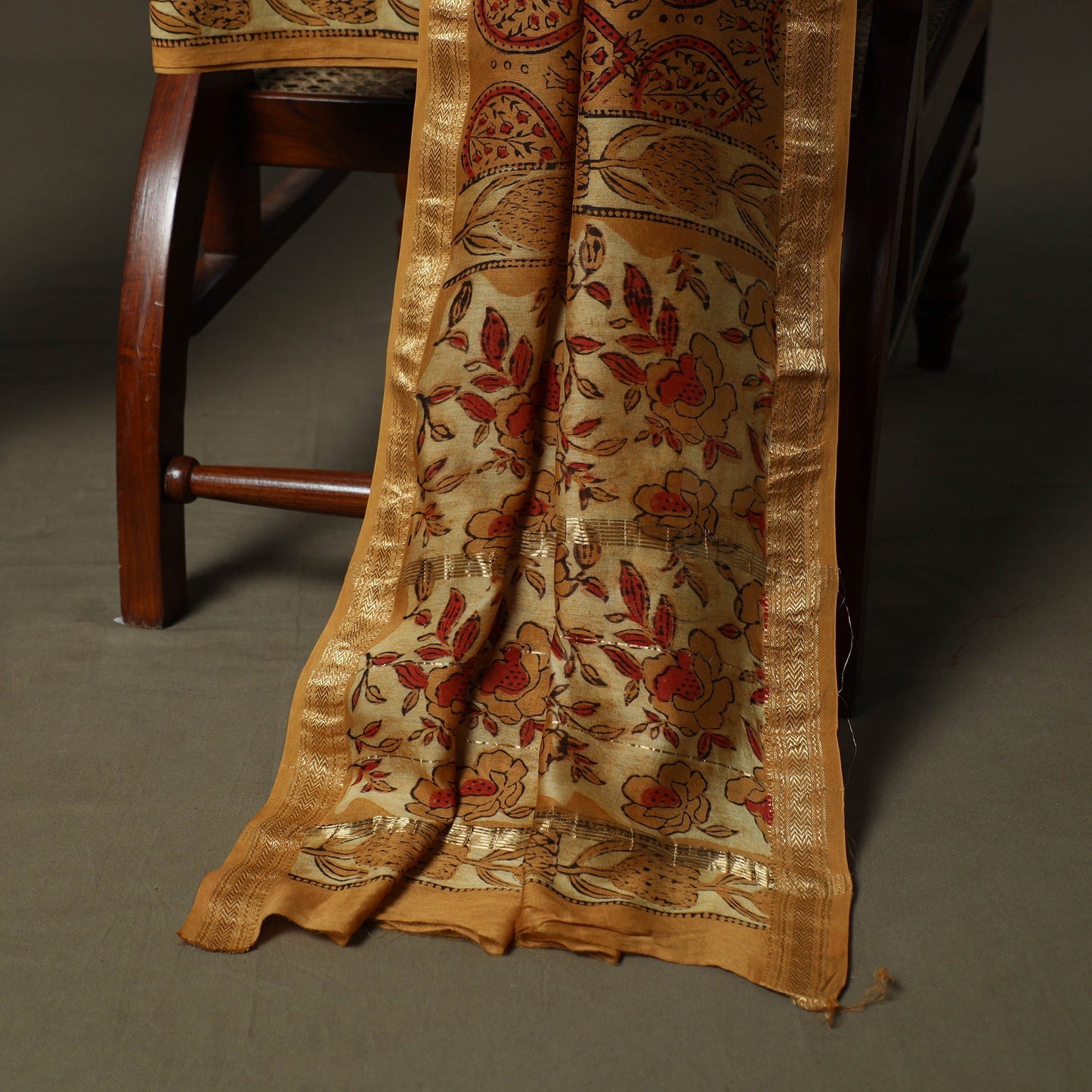 Natural dyed block print maheshwari silk jahota 3pc