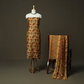 Natural dyed block print maheshwari silk jahota 3pc