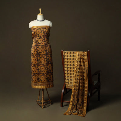 Natural dyed block print maheshwari silk vanaspati bagru