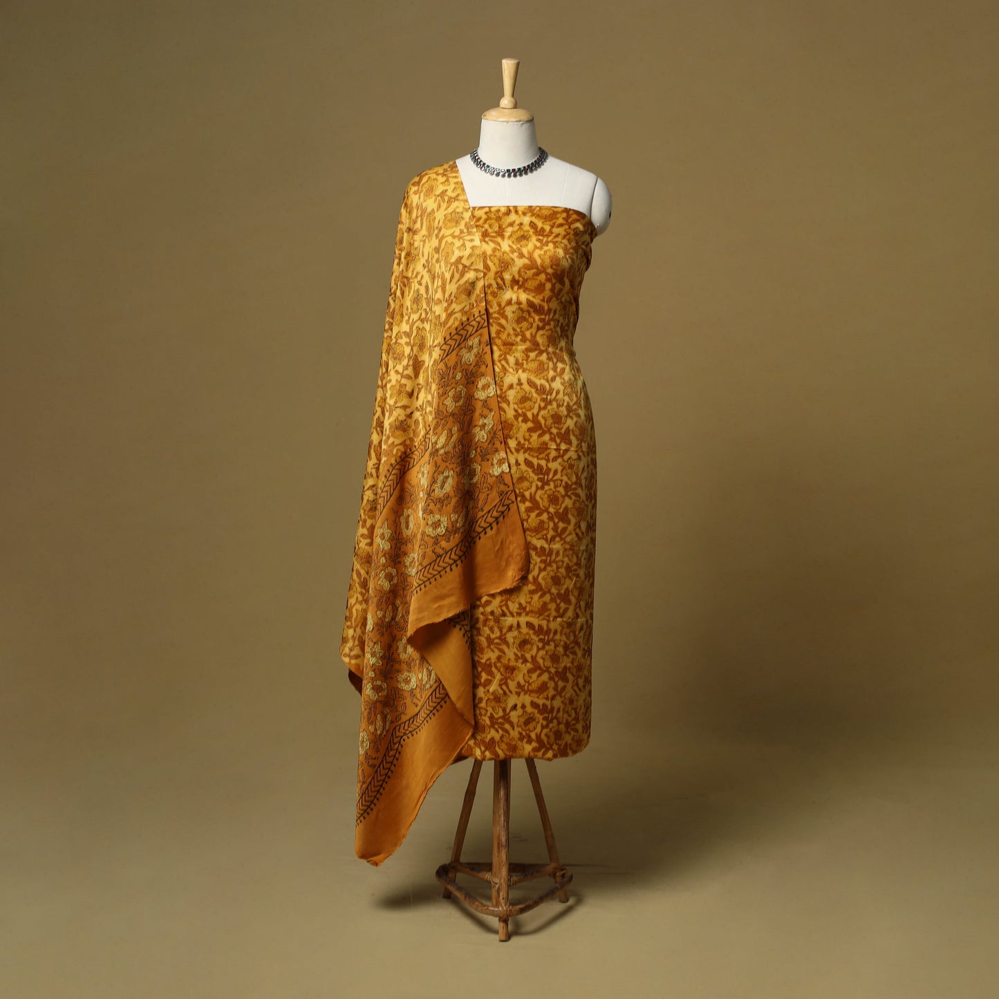 Natural dyed modal silk bagru 2pc unstitched dress material