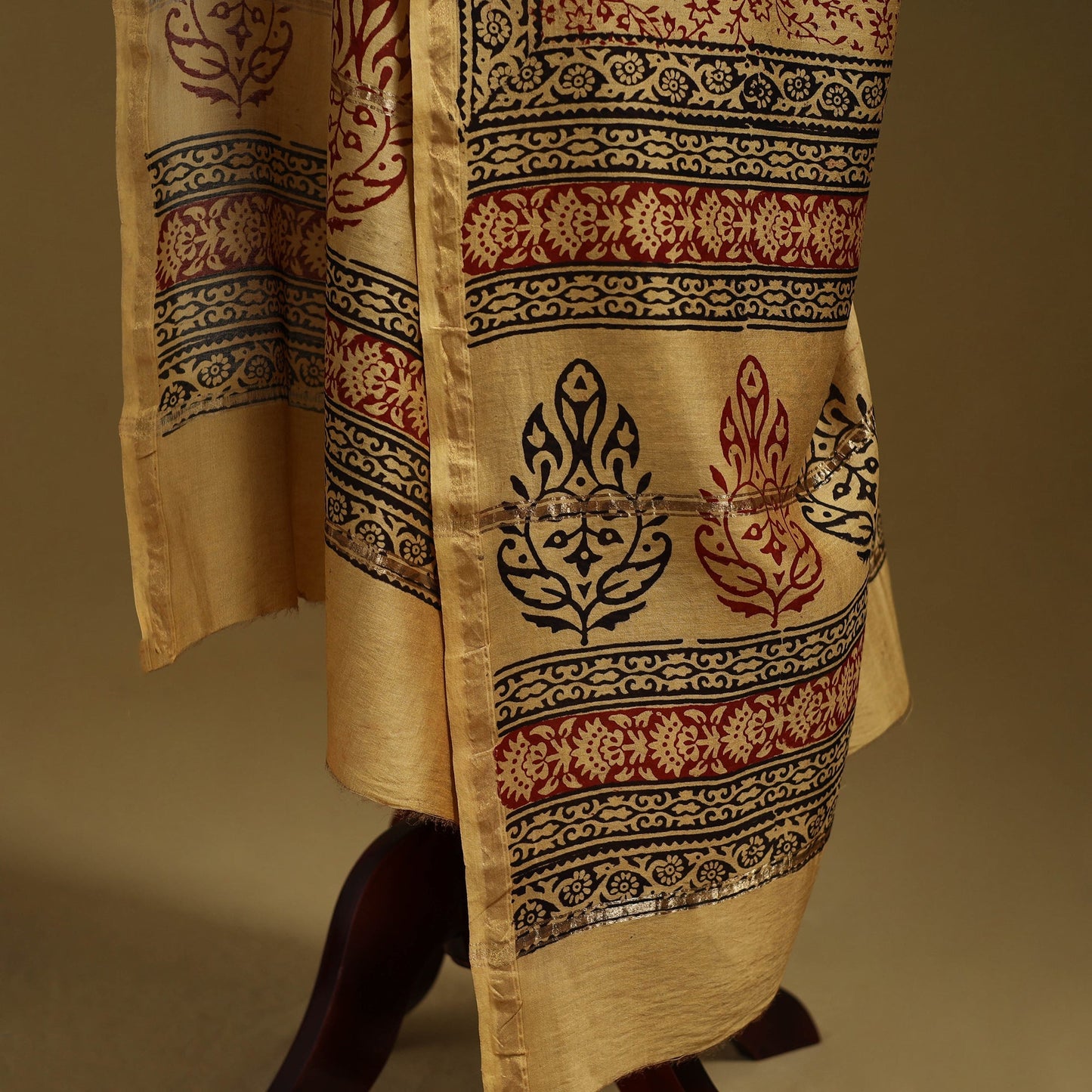 Yellow - natural dyed printed chanderi silk bagh dupatta 33