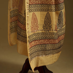 Yellow - natural dyed printed chanderi silk bagh dupatta 42