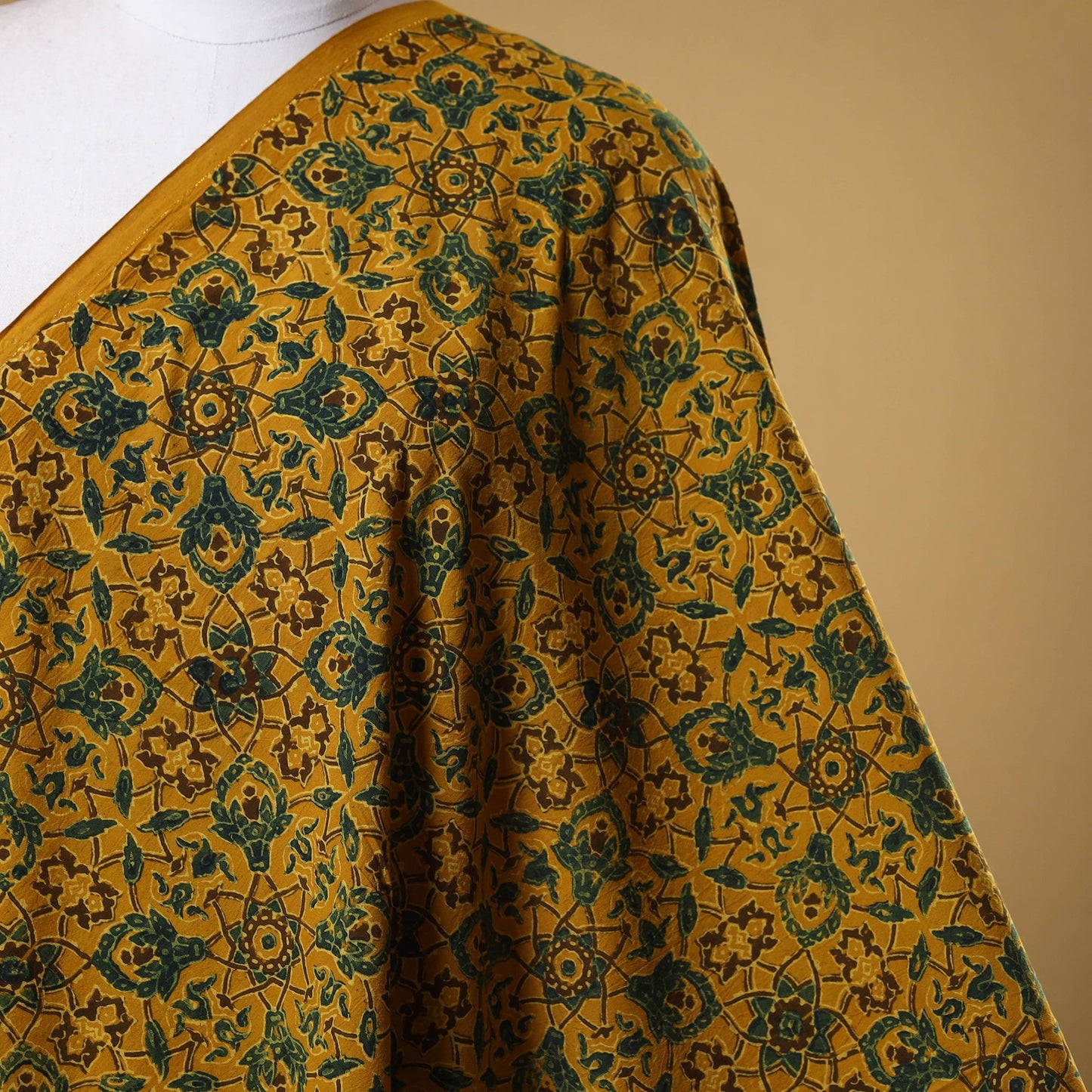 Yellow - natural dyed cotton fabric 36 - handcrafted