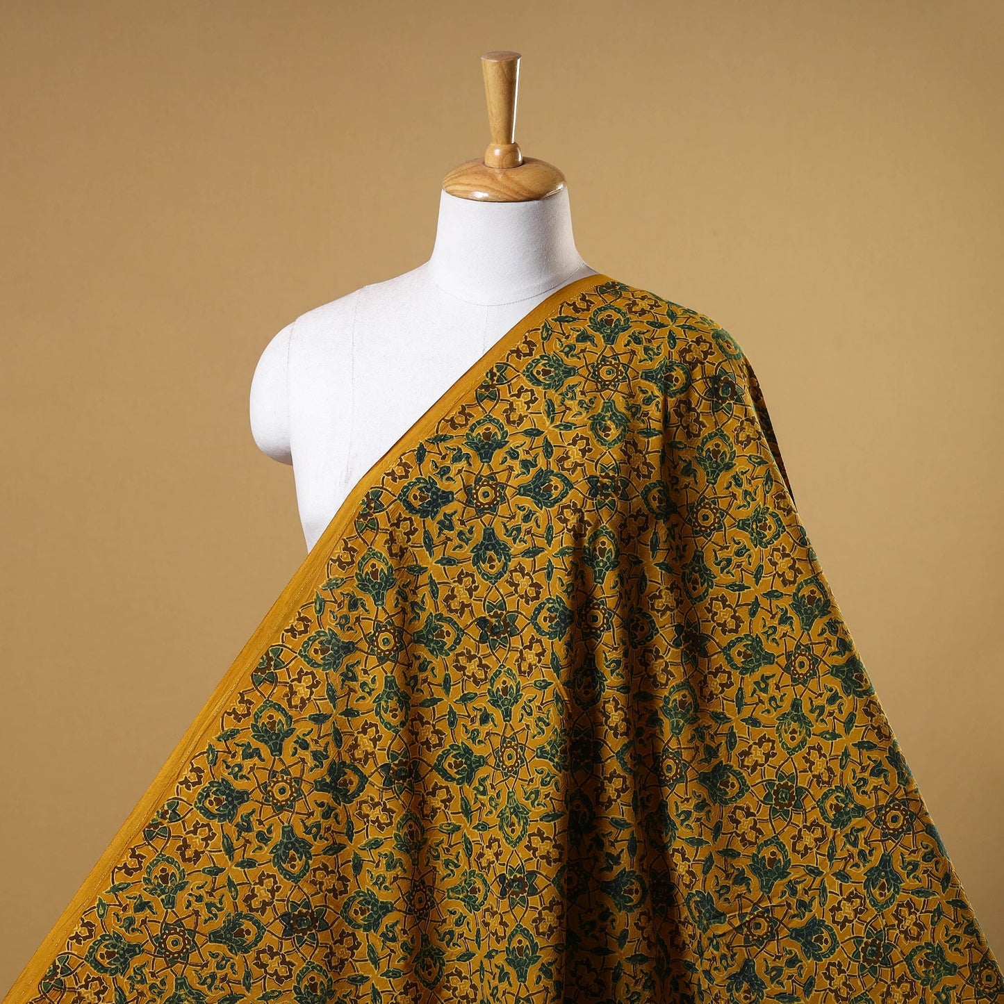 Yellow - natural dyed cotton fabric 36 - handcrafted